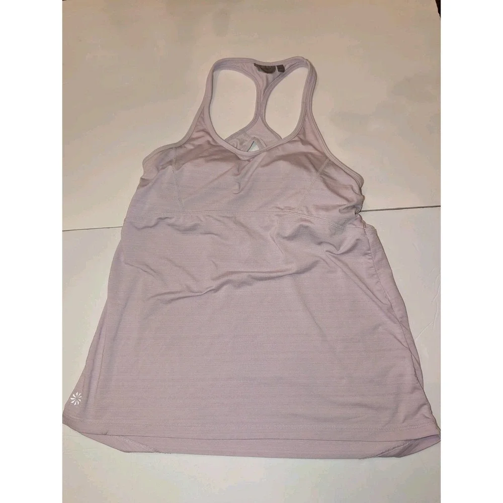 Athleta Tank Top Women's Small Pink Racerback Built-In Bra Shelf Side Zip Pocket